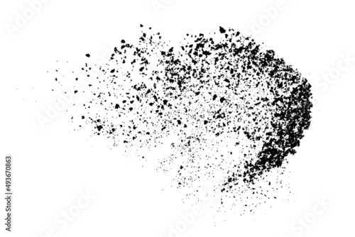 Black grainy texture isolated on white background. Dust overlay. Dark noise granules. Digitally generated image. Vector design elements. Illustration, Eps 10.