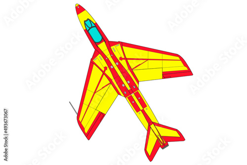 Avión pintado de amarillo y rojo Hunter
