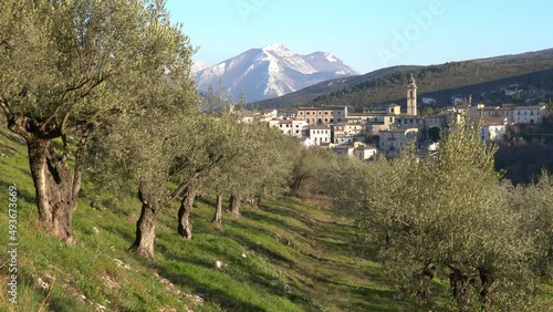 The beautiful village of Capestrano in spring season, Province of L'Aquila, Abruzzo, Italy. photo