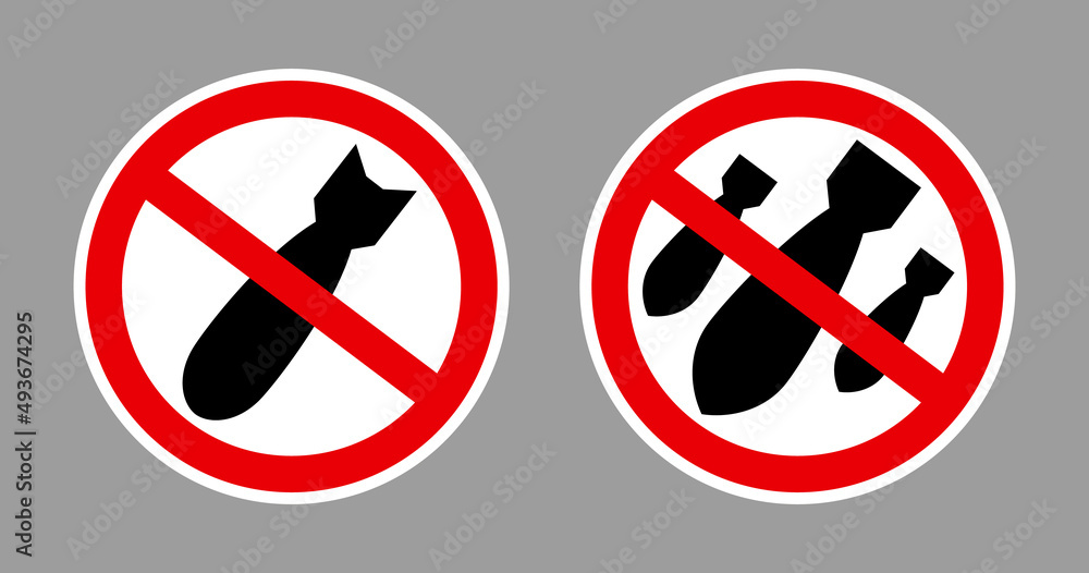 Forbidding sign and aerial bombs. Signs and symbols. Vector, illustration Forbidding sign and aerial bombs. Signs and symbols. Vector, illustration