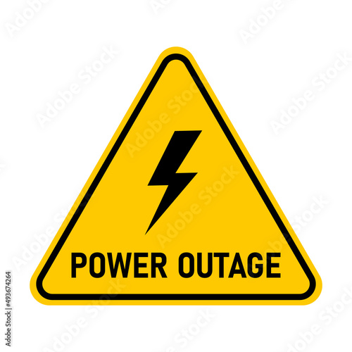 Power outage. Yellow sign warning of a power outage. Electrical shutdown. Vector illustration.