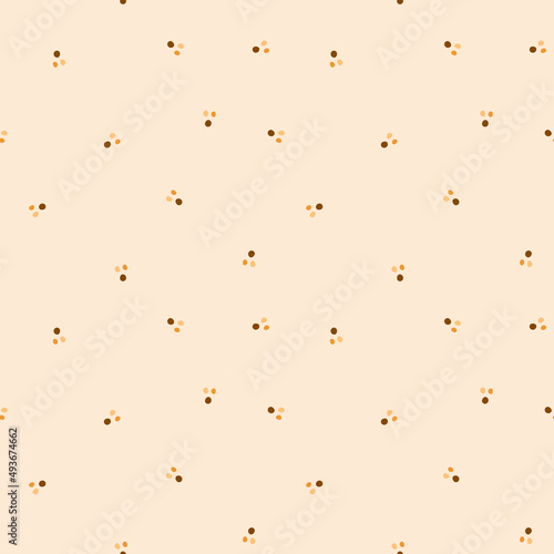 Vector pattern with abstract dots in beige colors,spots cartoon-style, circles, illustration for fabrics, wrapping paper, postcards, design.