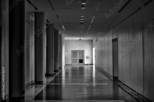 Futuristic retro corridors in an empty building