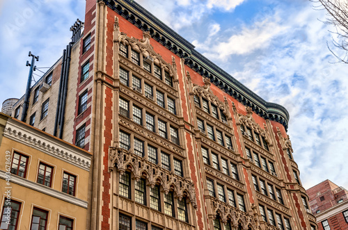 Super tall and classic buildings along the edge of Central Park in New York