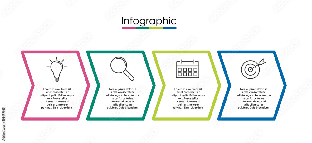 Vector infographic template with four steps or options. Illustration ...