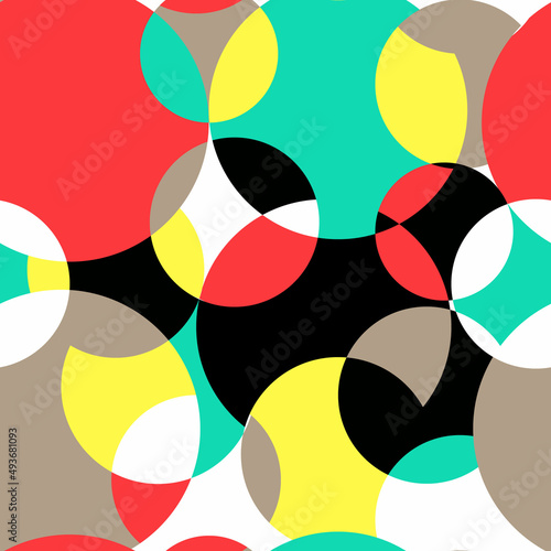 Geometric multicolor seamless pattern, hand drawn illustration