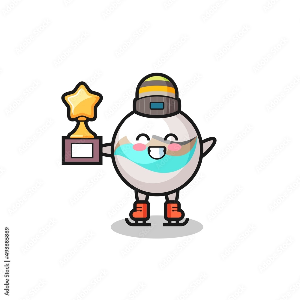 marble toy cartoon as an ice skating player hold winner trophy marble toy cartoon as an ice skating player hold winner trophy