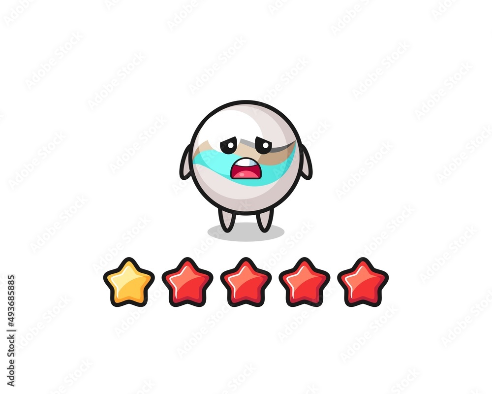 the illustration of customer bad rating, marble toy cute character with 1 star
