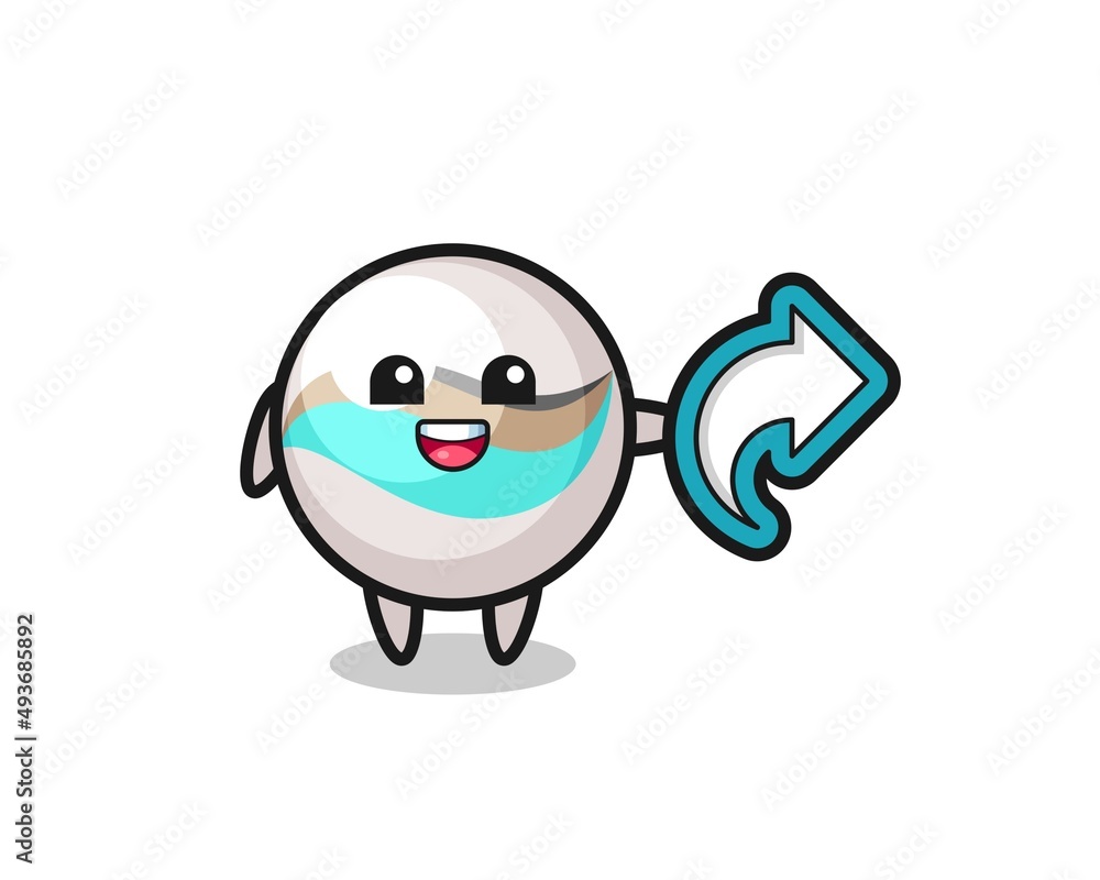 Obraz premium cute marble toy hold social media share symbol