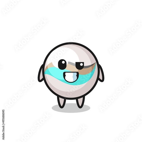cute marble toy mascot with an optimistic face © heriyusuf