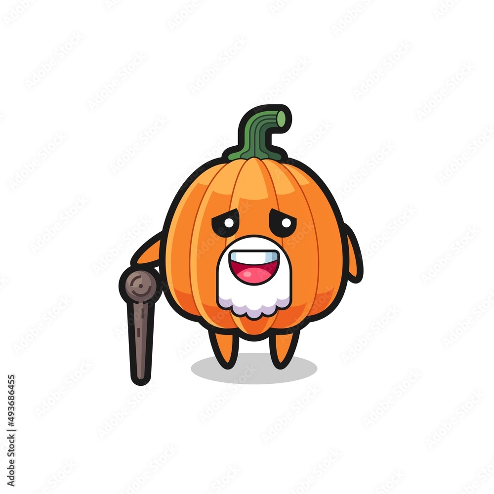 cute pumpkin grandpa is holding a stick cute pumpkin grandpa is holding a stick