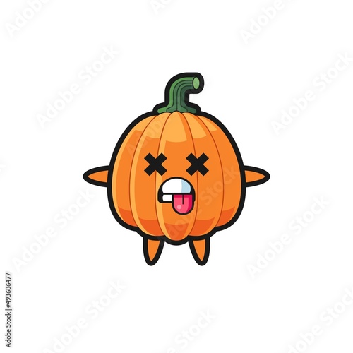 character of the cute pumpkin with dead pose
