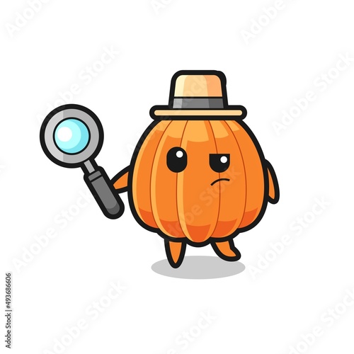 pumpkin detective character is analyzing a case