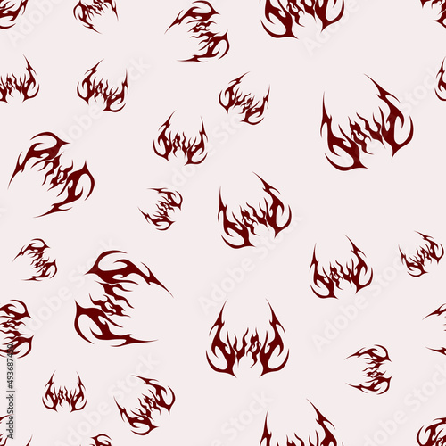 Abstract pattern tattoo love sketch. Artistic goth logo design. Random chaotic red illustration in death metal style on a white background. Cyber sigilism picture.