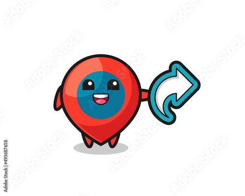 cute location symbol hold social media share symbol