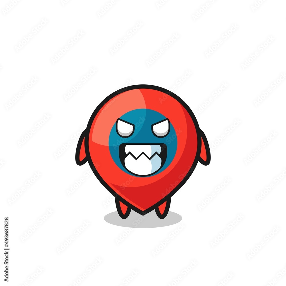 evil expression of the location symbol cute mascot character evil expression of the location symbol cute mascot character