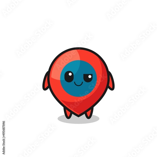 location symbol cartoon with an arrogant expression