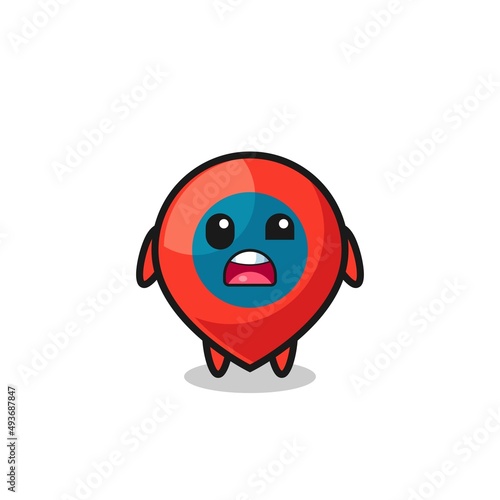 the shocked face of the cute location symbol mascot