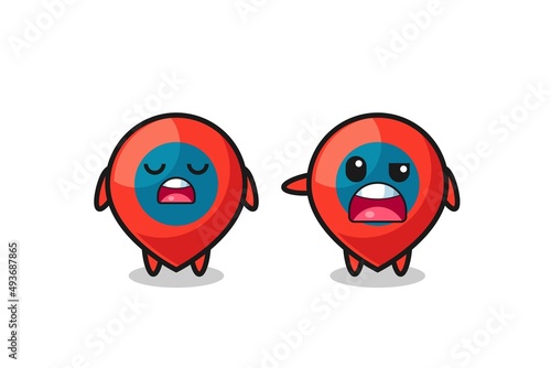 illustration of the argue between two cute location symbol characters