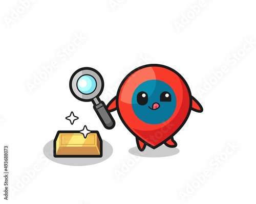 location symbol character is checking the authenticity of the gold bullion