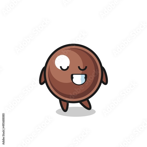 tapioca pearl cartoon illustration with a shy expression