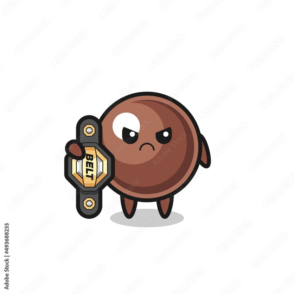 tapioca pearl mascot character as a MMA fighter with the champion belt tapioca pearl mascot character as a MMA fighter with the champion belt