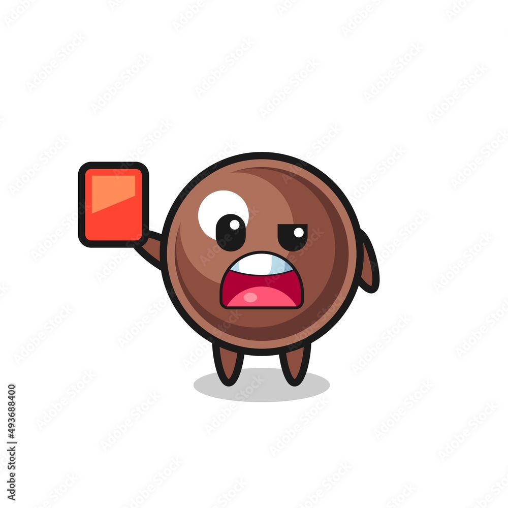 Obraz premium tapioca pearl cute mascot as referee giving a red card