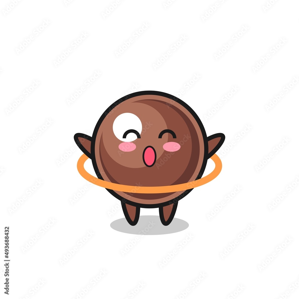 cute tapioca pearl cartoon is playing hula hoop cute tapioca pearl cartoon is playing hula hoop
