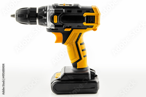 cordless drill isolated on white background photo