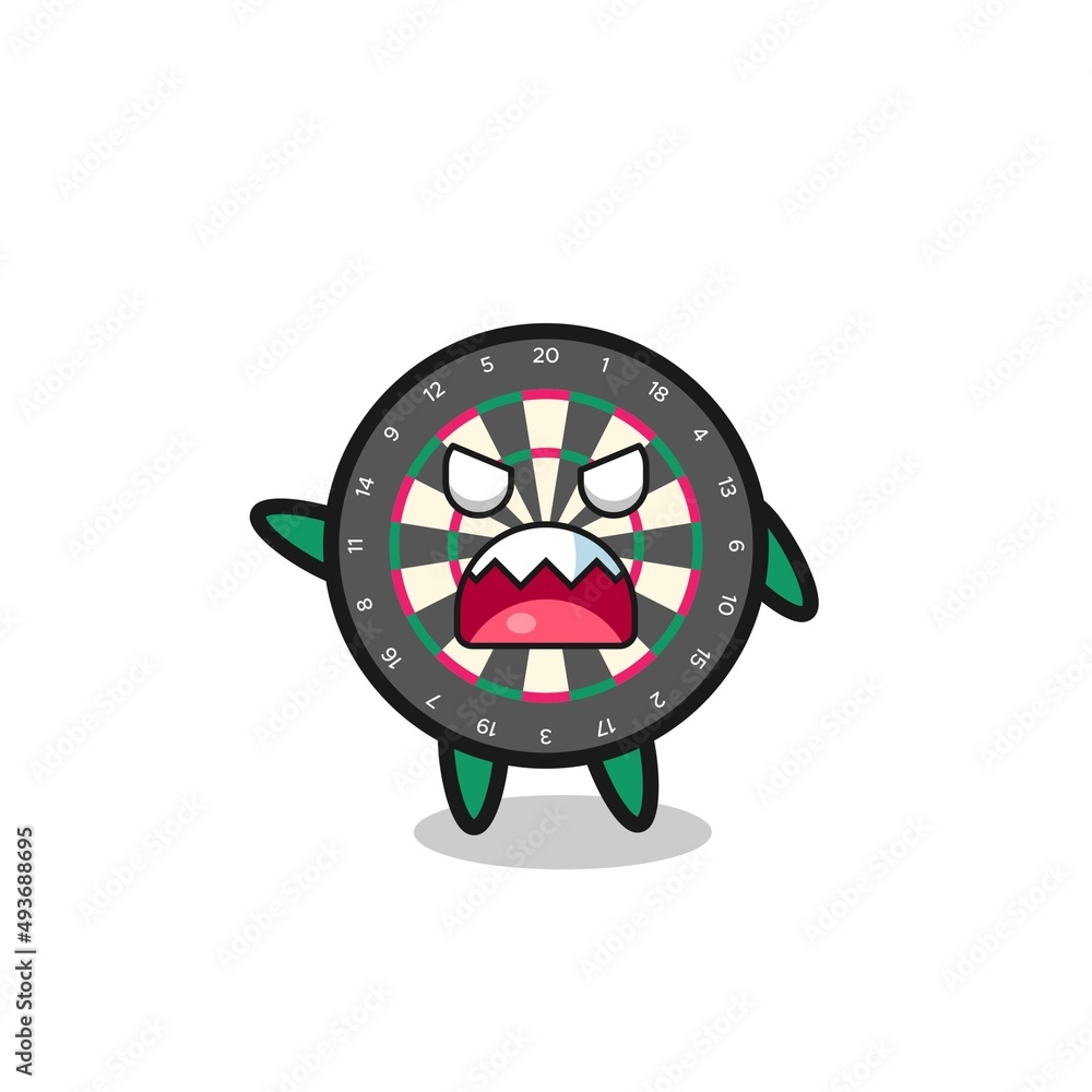 cute dart board cartoon in a very angry pose cute dart board cartoon in a very angry pose