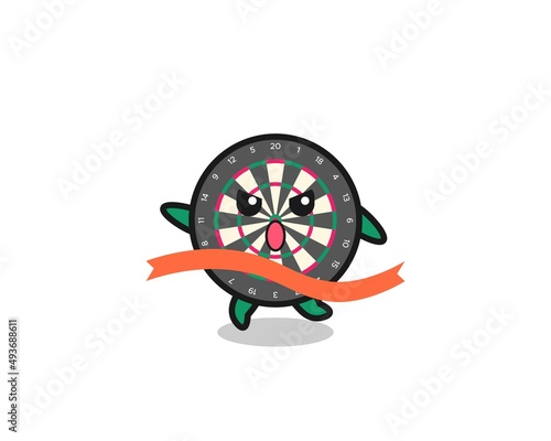 cute dart board illustration is reaching the finish