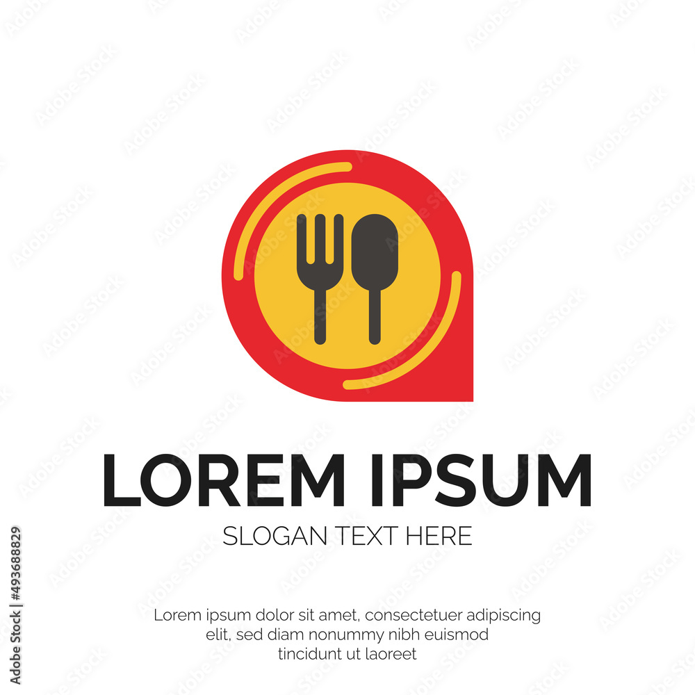 Fototapeta premium Food Point and Restaurant Logo Design Premium Vector