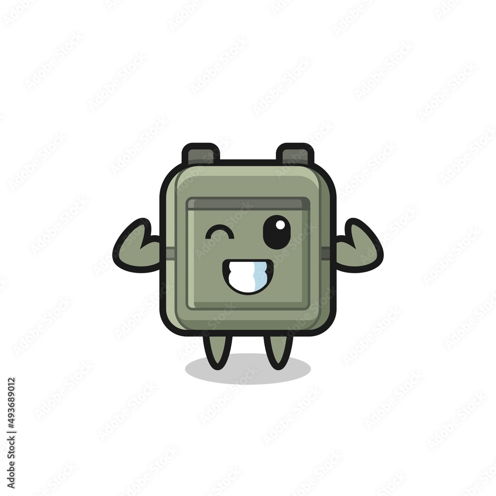 the muscular school bag character is posing showing his muscles the muscular school bag character is posing showing his muscles