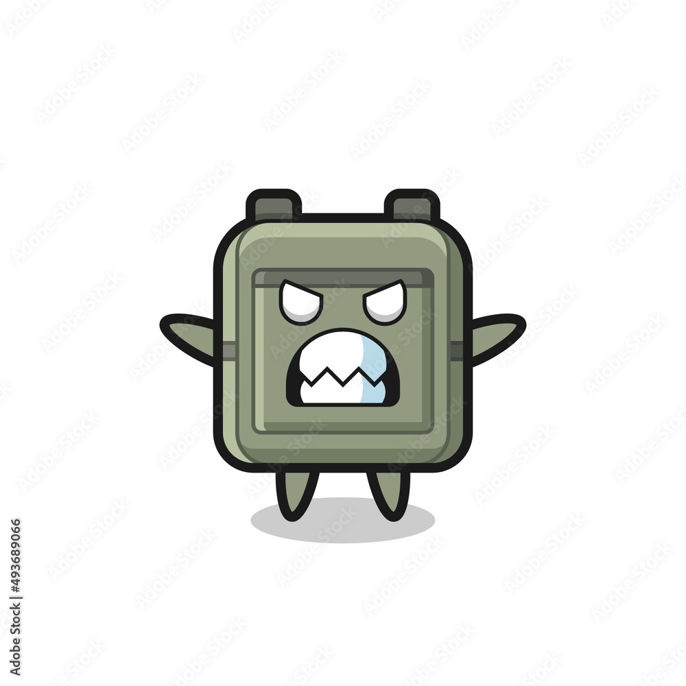 wrathful expression of the school bag mascot character wrathful expression of the school bag mascot character