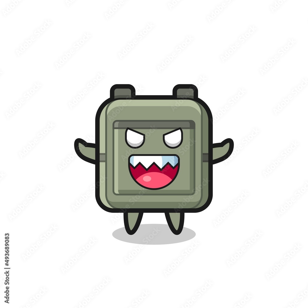 illustration of evil school bag mascot character