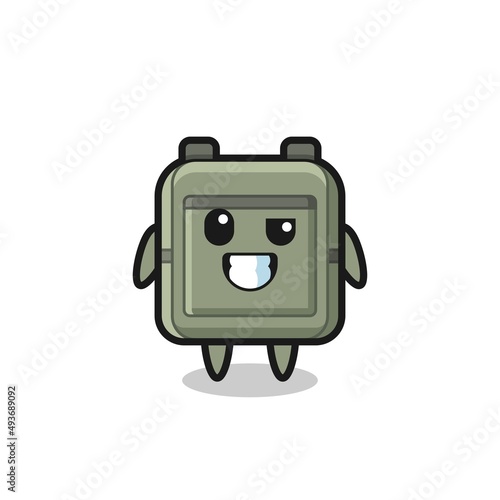 cute school bag mascot with an optimistic face