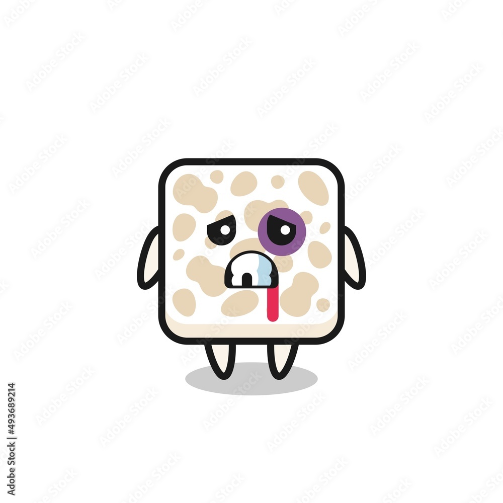 Fototapeta premium injured tempeh character with a bruised face