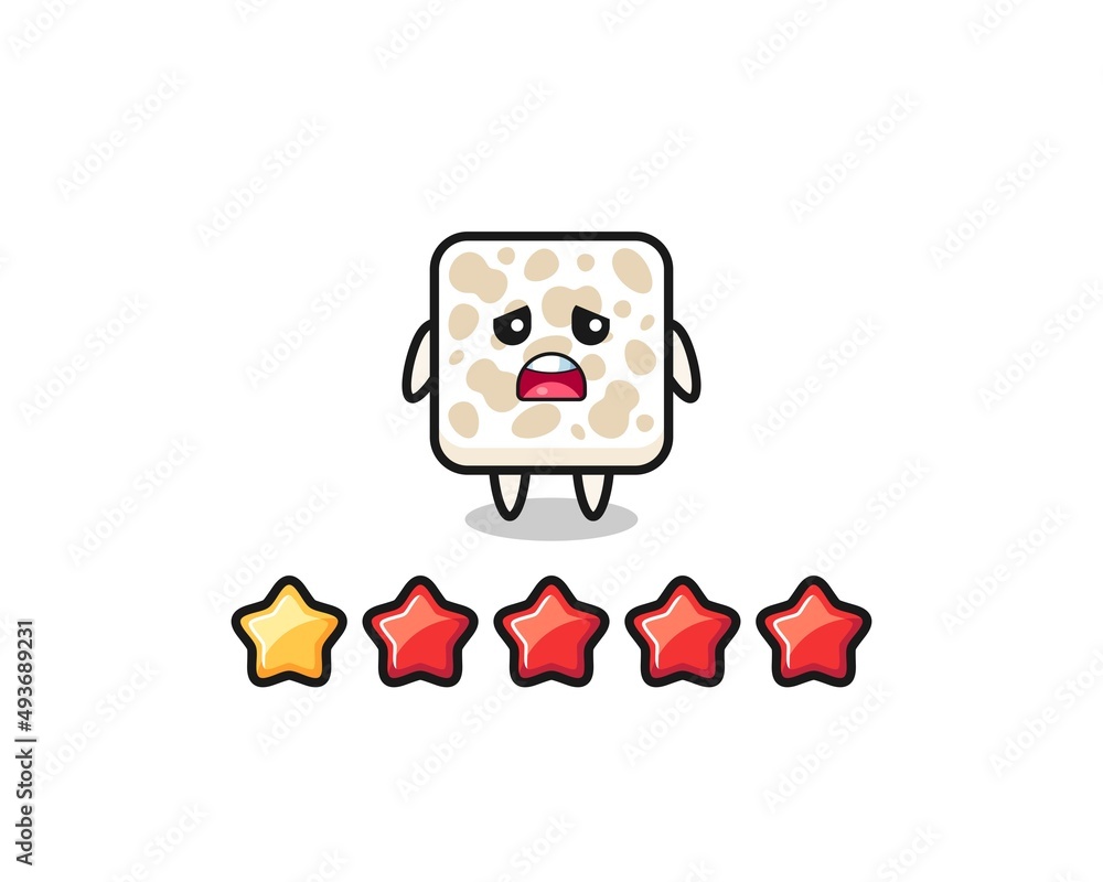 Fototapeta premium the illustration of customer bad rating, tempeh cute character with 1 star
