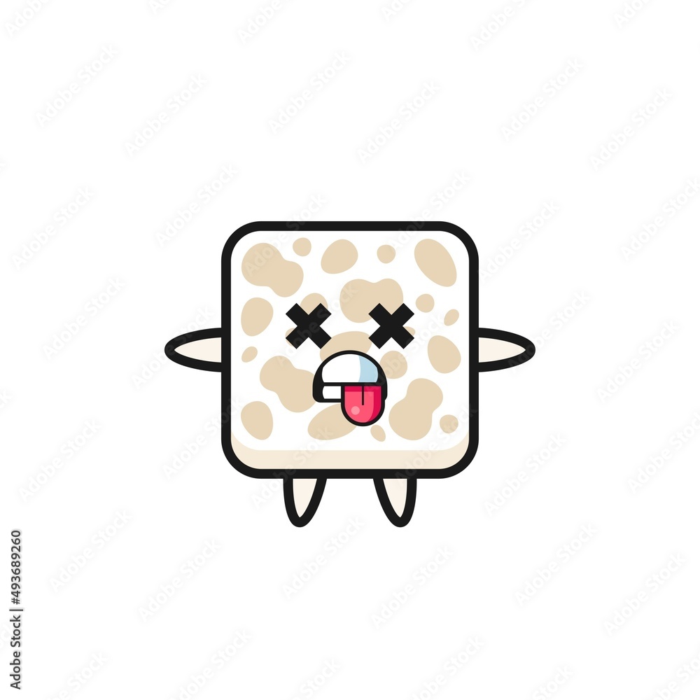 character of the cute tempeh with dead pose character of the cute tempeh with dead pose