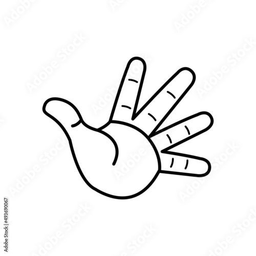 Isolated hand cartoon outline icon doing a gesture Vector illustration