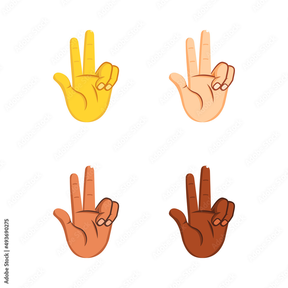 Set of different hand icons doing gestures Vector illustration