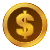 Fully vector golden coin icon