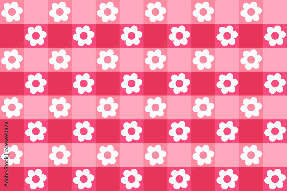 Vector checkered tablecloth with flowers illustration