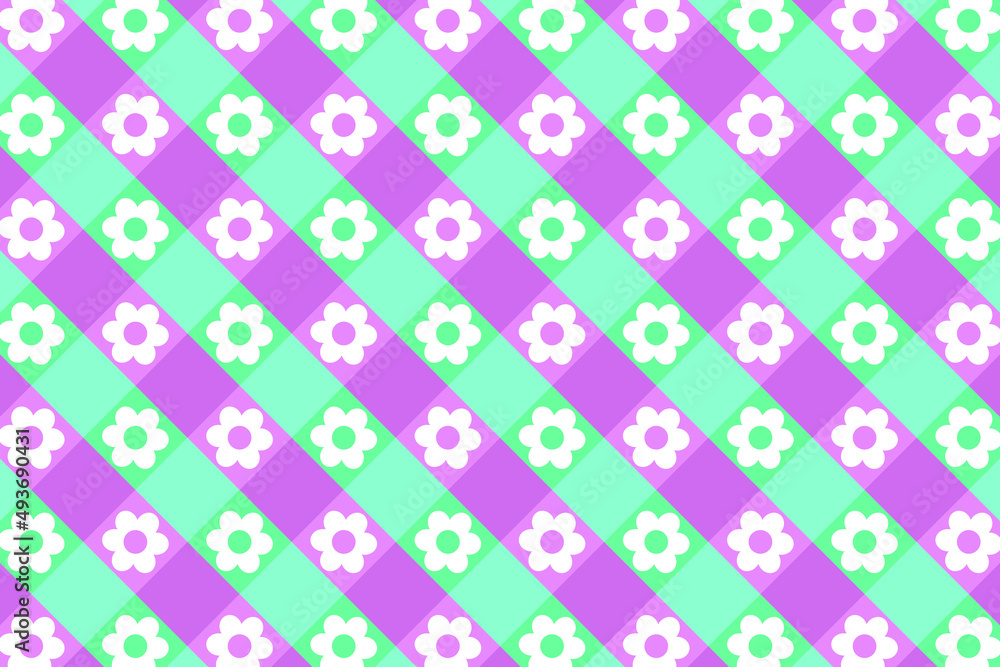Vector checkered tablecloth with flowers illustration Vector checkered tablecloth with flowers illustration