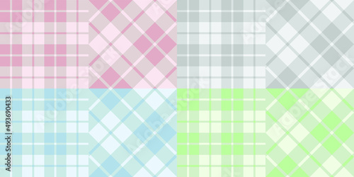 Vector checkered tablecloth set in soft colors