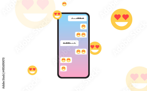 Voice and text messages and people communicating social media app flat vector illustration. 