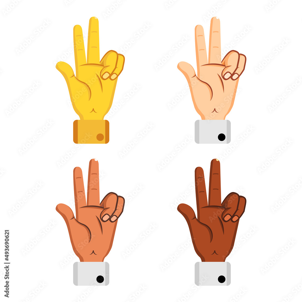 Fototapeta premium Set of different hand icons doing gestures Vector illustration