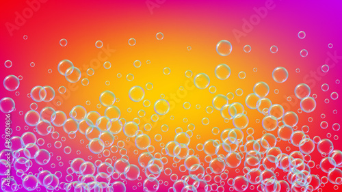 Suds bubble. Detergent bath foam and soap for bathtub. Shampoo.