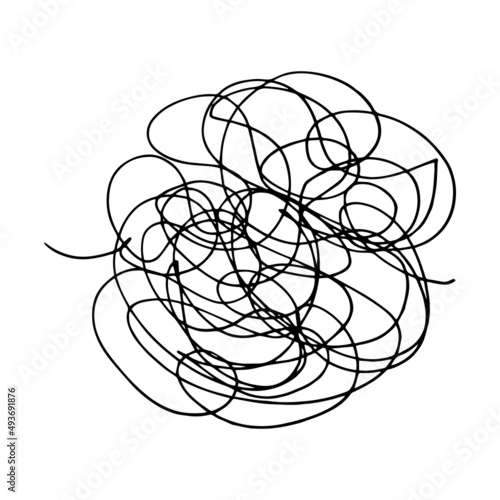 Hand drawn doodle abstract tangled scribble. Vector random chaotic lines.