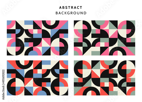 Swiss modernism cover, annual report , magazine, poster set. Simple colorfull shapes design for book cover, flyer, annual report.